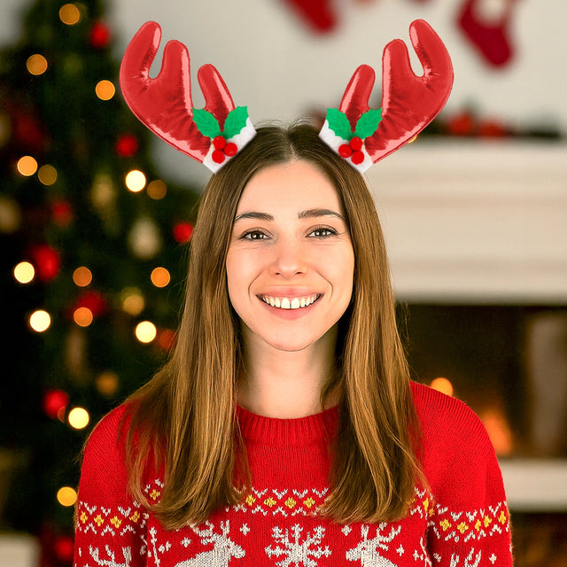 Broches para el Cabello con Diseño de Reno, Color Rojo