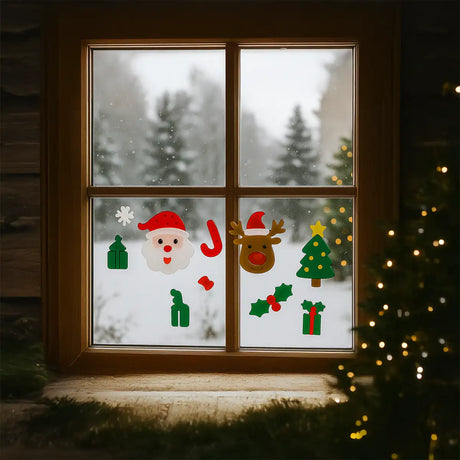 Planilla de Stickers Navideños de Gel para Ventana, Reno