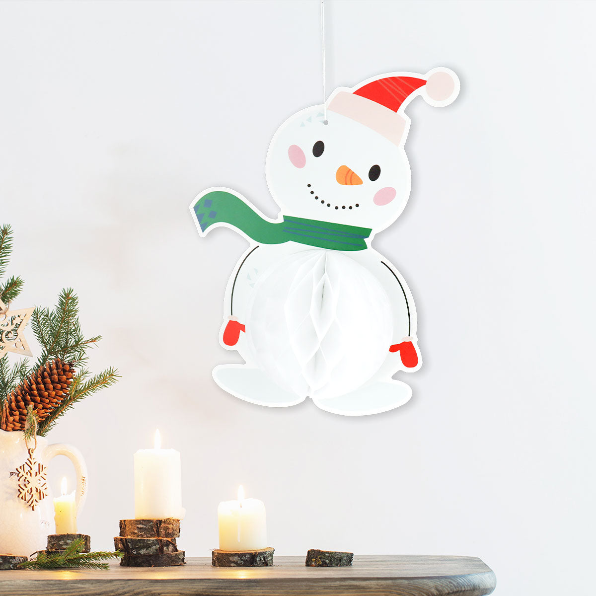 Decoración Navideña de Papel en Forma de Muñeco de Nieve