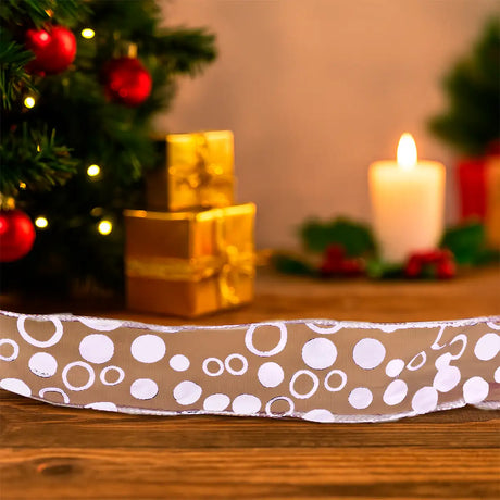 Listón Navideño color Blanco Pattern Ribbon