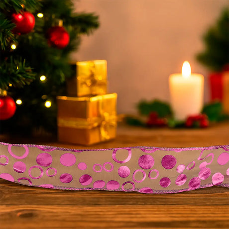 Listón Navideño color Fucsia Pattern Ribbon