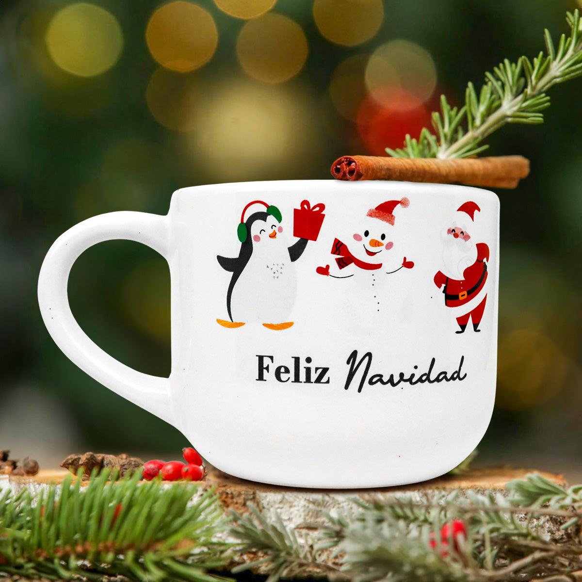 Taza de Cerámica con Diseño Navideño, Feliz Navidad