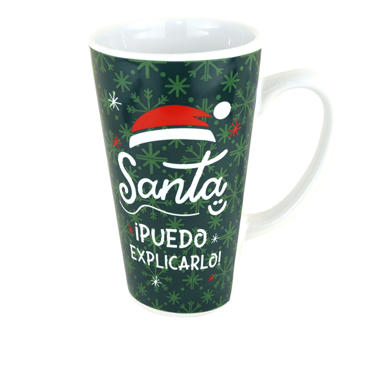 Taza Navideña de Cerámica color Verde, Santa