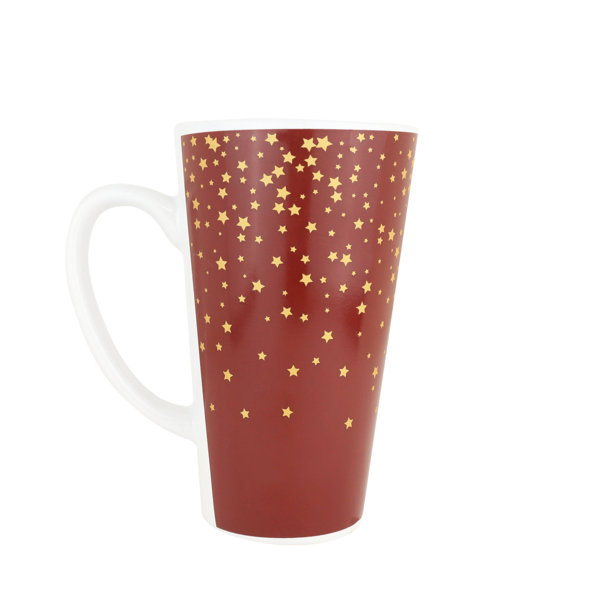 Taza Navideña de Cerámica color Rojo, Estrellas