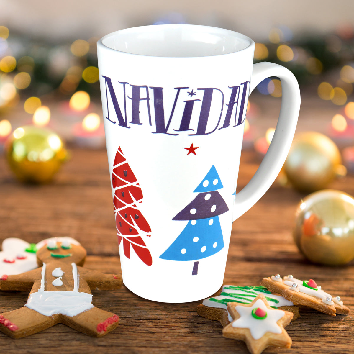 Taza Navideña de Cerámica color Blanco, Feliz Navidad