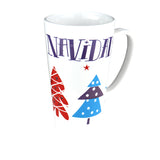 Taza Navideña de Cerámica color Blanco, Feliz Navidad