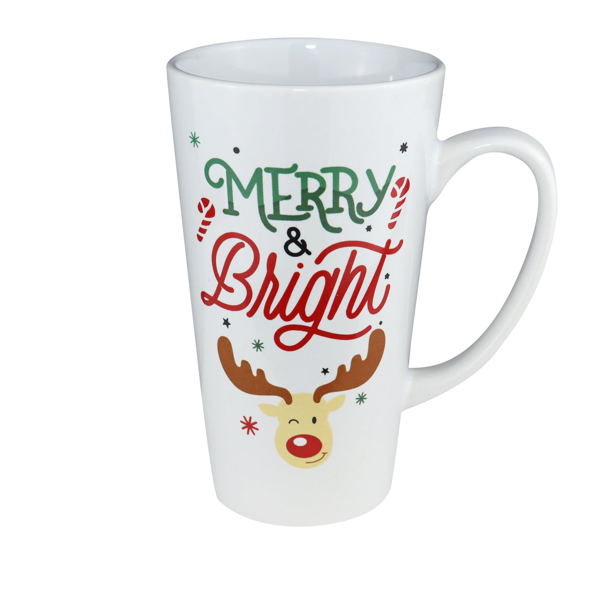 Taza Navideña de Cerámica color Blanco, Merry & Bright