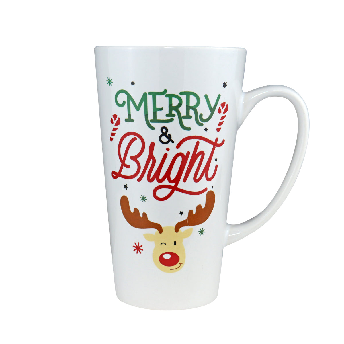 Taza Navideña de Cerámica color Blanco, Merry & Bright