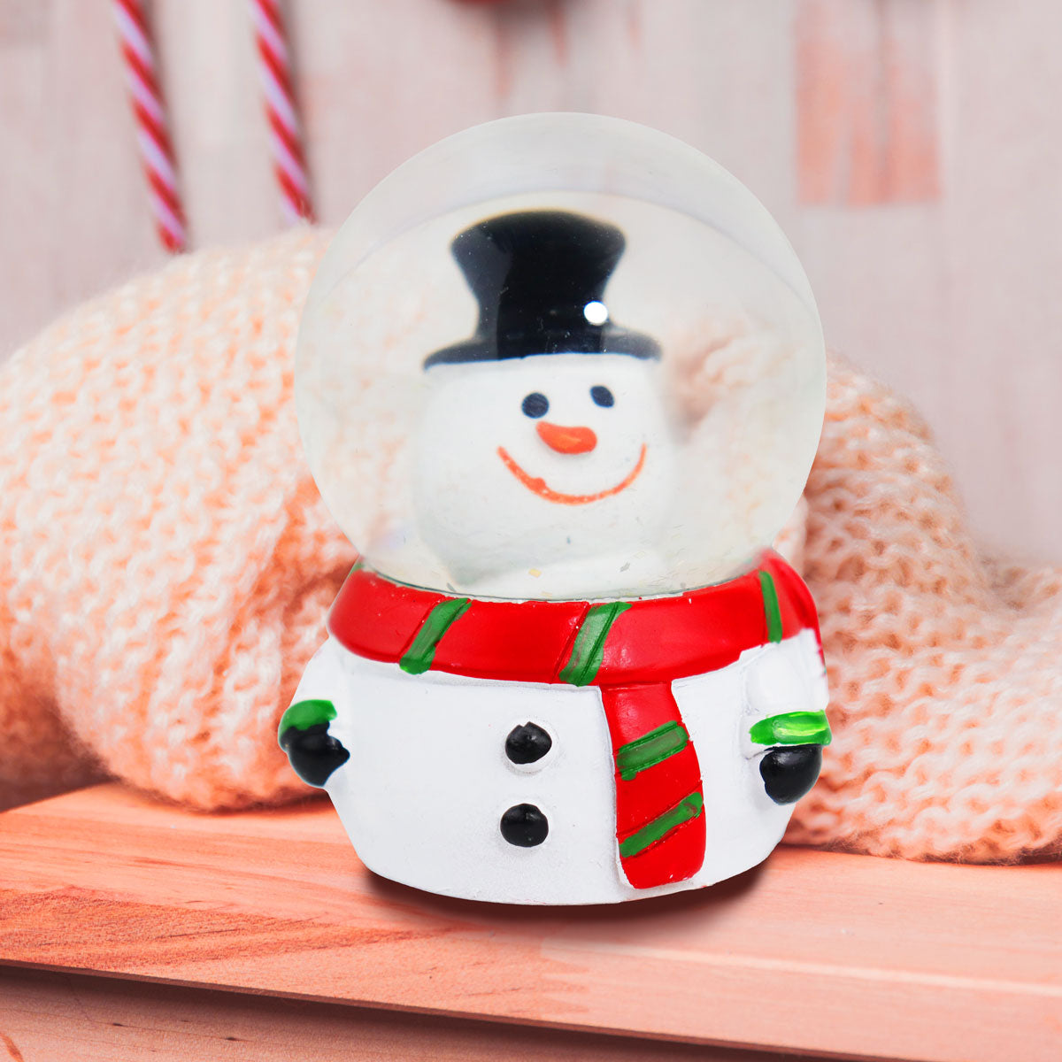 Muñeco de Nieve, Bola de Nieve de Cerámica y Cristal con Glitter