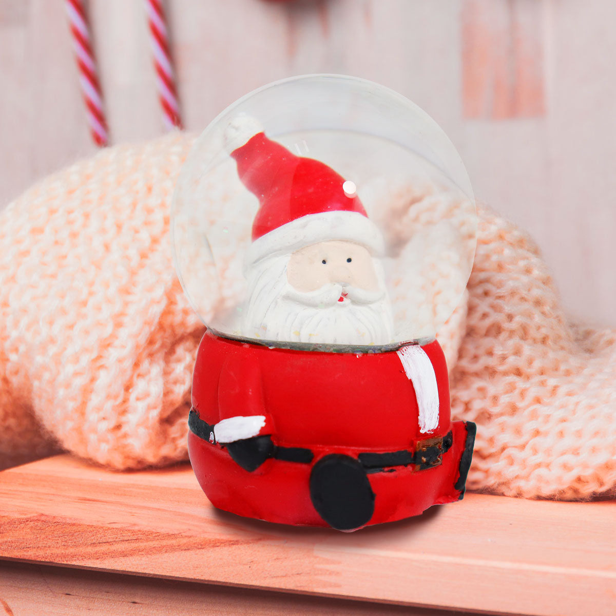 Santa Claus, Bola de Nieve de Cerámica y Cristal con Glitter
