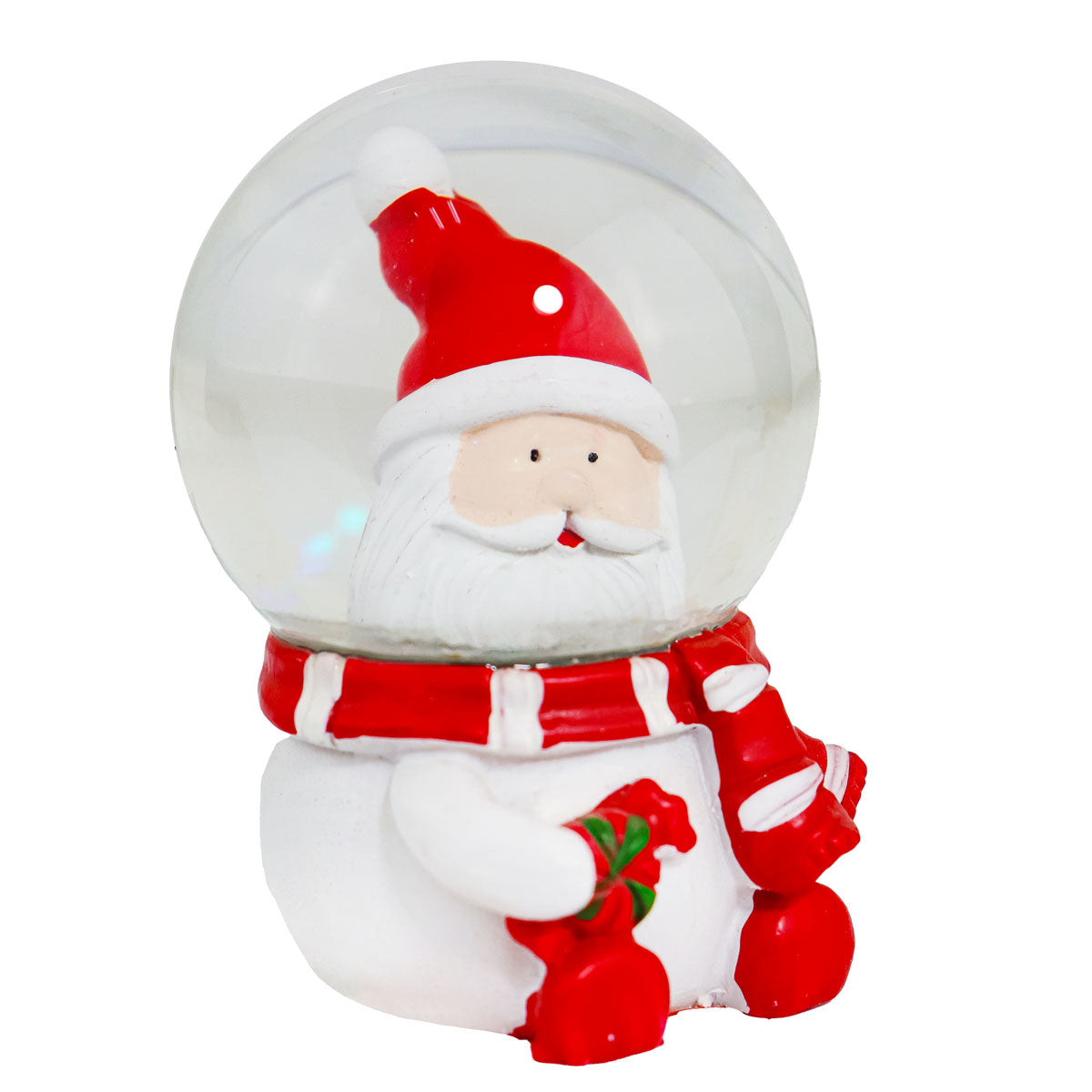 Santa Claus, Bola de Nieve de Cerámica y Cristal con Glitter, Color Rojo