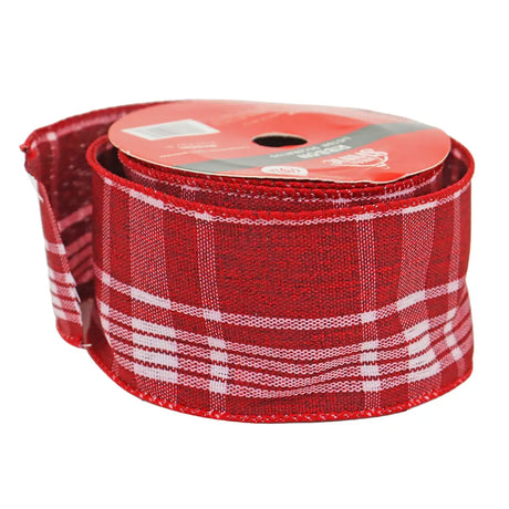 Listón Navideño Ribbon color Rojo/Blanco