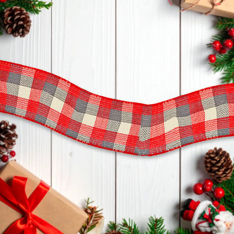 Listón Navideño Ribbon color Rojo/Negro