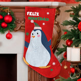 Bota con Diseño de Pingüino "Feliz Navidad"