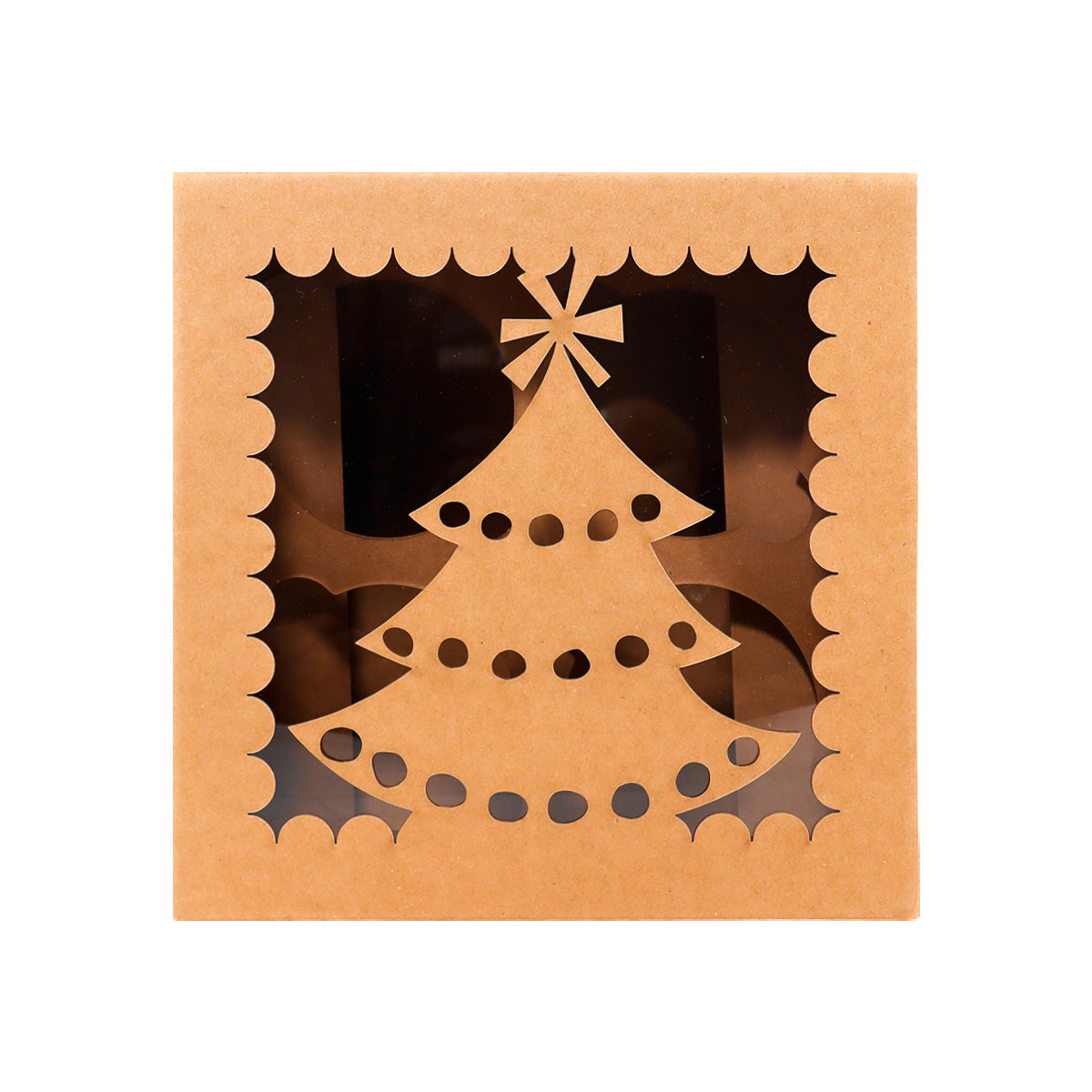 Caja de Papel Kraft con Diseño de Árbol Navideño para Dulces