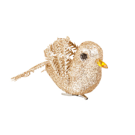 Ornamento Navideño de Pájaro, Color Dorado, 2 pzas