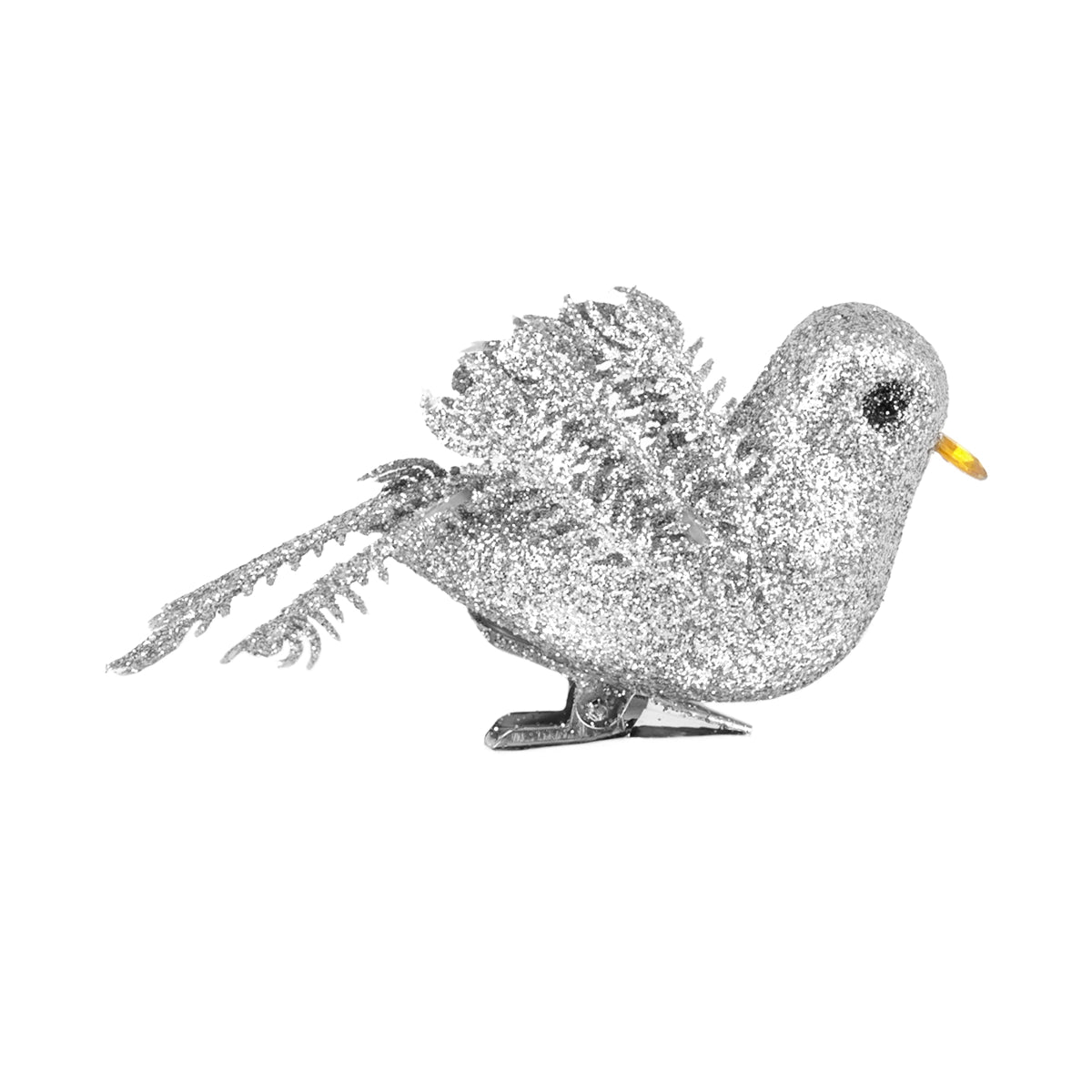 Ornamento Navideño de Pájaro, Color Plata, 2 pzas