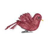 Ornamento Navideño de Pájaro, Color Vino, 2 pzas