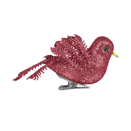 Ornamento Navideño de Pájaro, Color Vino, 2 pzas