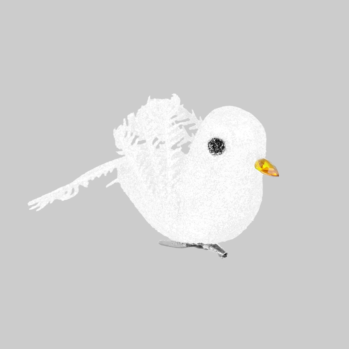 Ornamento Navideño de Pájaro, Color Blanco, 2 pzas