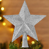 Estrella Brillante color Plata para Punta de Árbol de Navidad
