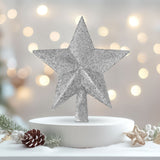 Estrella Brillante color Plata para Punta de Árbol de Navidad
