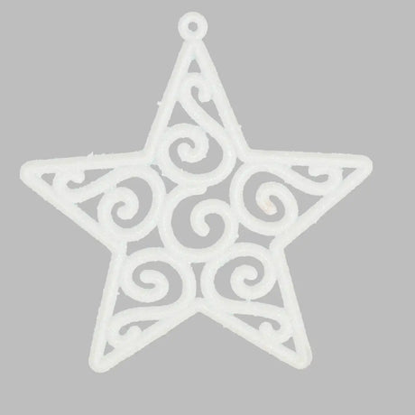 Ornamento Navideño en Forma de Estrella color Blanco, 4pzas