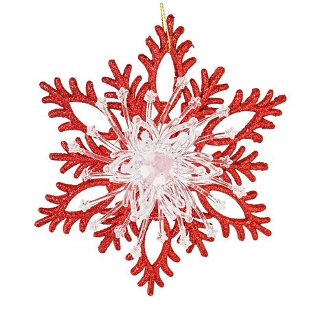 Copo de Nieve Transparente con Diamantina color Rojo