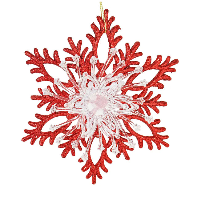 Copo de Nieve Transparente con Diamantina color Rojo
