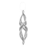 Ornamentos Navideños con Glitter, Forma Alargada, Color Plata, 2 pzas
