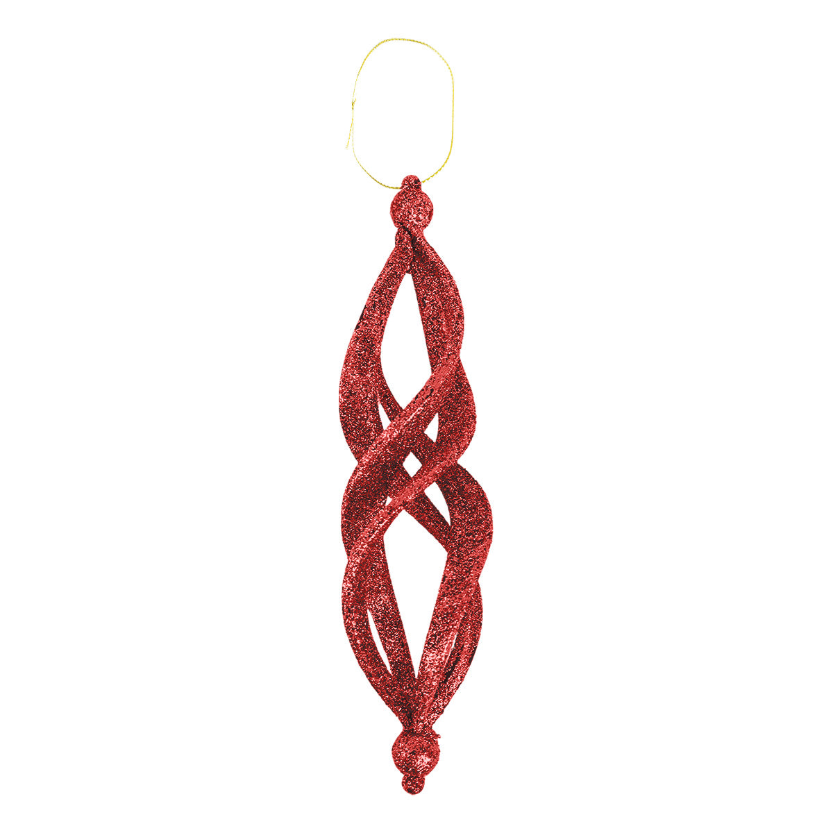Ornamentos Navideños con Glitter, Forma Alargada, Color Rojo, 2 pzas