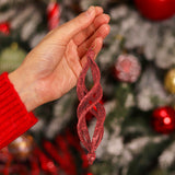 Ornamentos Navideños con Glitter, Forma Alargada, Color Rojo, 2 pzas