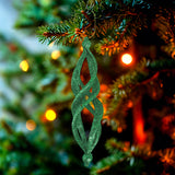 Ornamentos Navideños con Glitter, Forma Alargada, Color Verde, 2 pzas