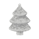 Set Mini Árbol Navideño con Glitter, Color Plata, 5 pzas