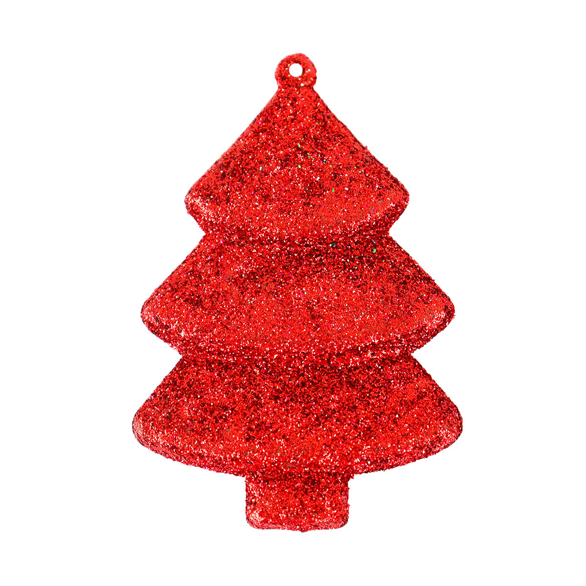 Set Mini Árbol Navideño con Glitter, Color Rojo, 5 pzas