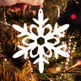 Ornamento Copo de Nieve con Glitter, Color Blanco, 4 pzas