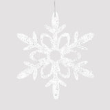 Ornamento Copo de Nieve con Glitter, Color Blanco, 4 pzas
