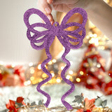Ornamento Moño con Glitter, Color Morado, 4 pzas
