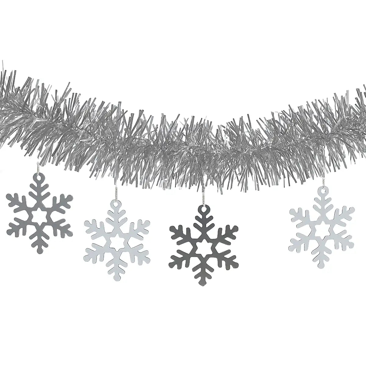 Guirnalda Navideña de Tinsel color Plata, 1.5m