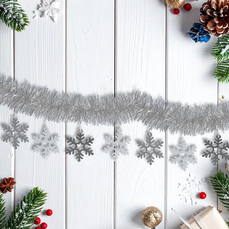 Guirnalda Navideña de Tinsel color Plata, 1.5m