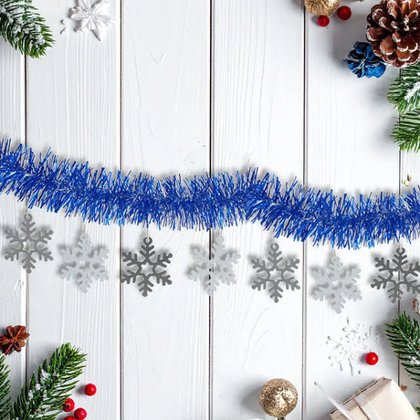 Guirnalda Navideña de Tinsel color Azul Rey, 1.5m
