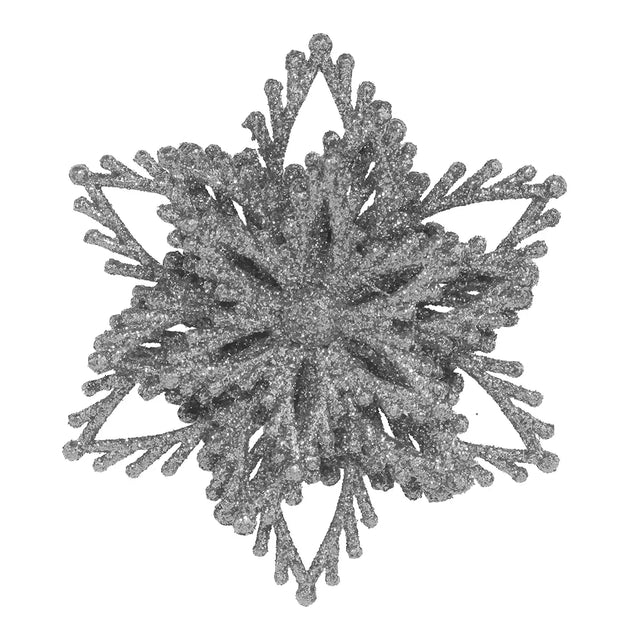Copo de Nieve con Diamantina color Plata, 2pzas