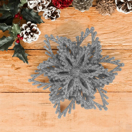 Copo de Nieve con Diamantina color Plata, 2pzas