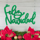 Ornamento "Feliz Navidad" con Diamantina color Verde