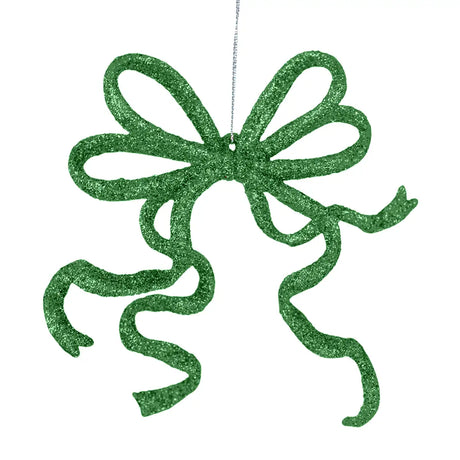 Moño Navideño con Diamantina color Verde, 2 pzas