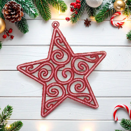 Ornamento Navideño en Forma de Estrella color Fucsia