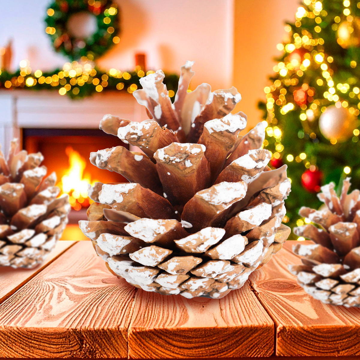 Piñas Decorativas Navideñas Nevadas