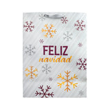 Bolsa de Regalo Navideña color Blanco/Gris, Feliz Navidad