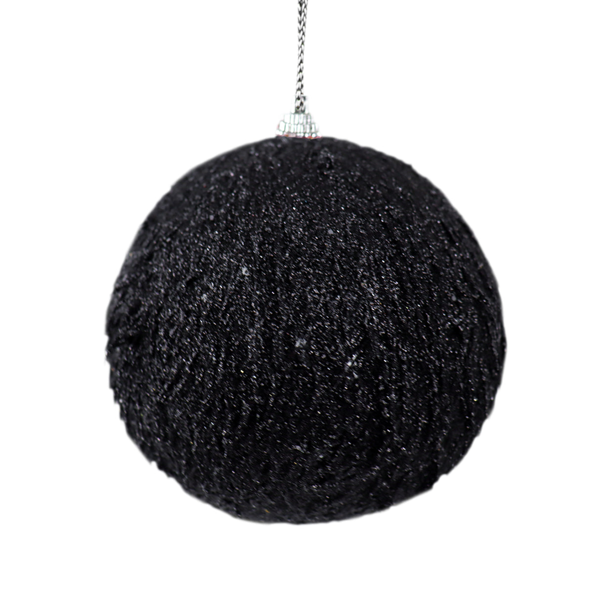 Esfera Navideña, Efecto Peludo, Color Negro