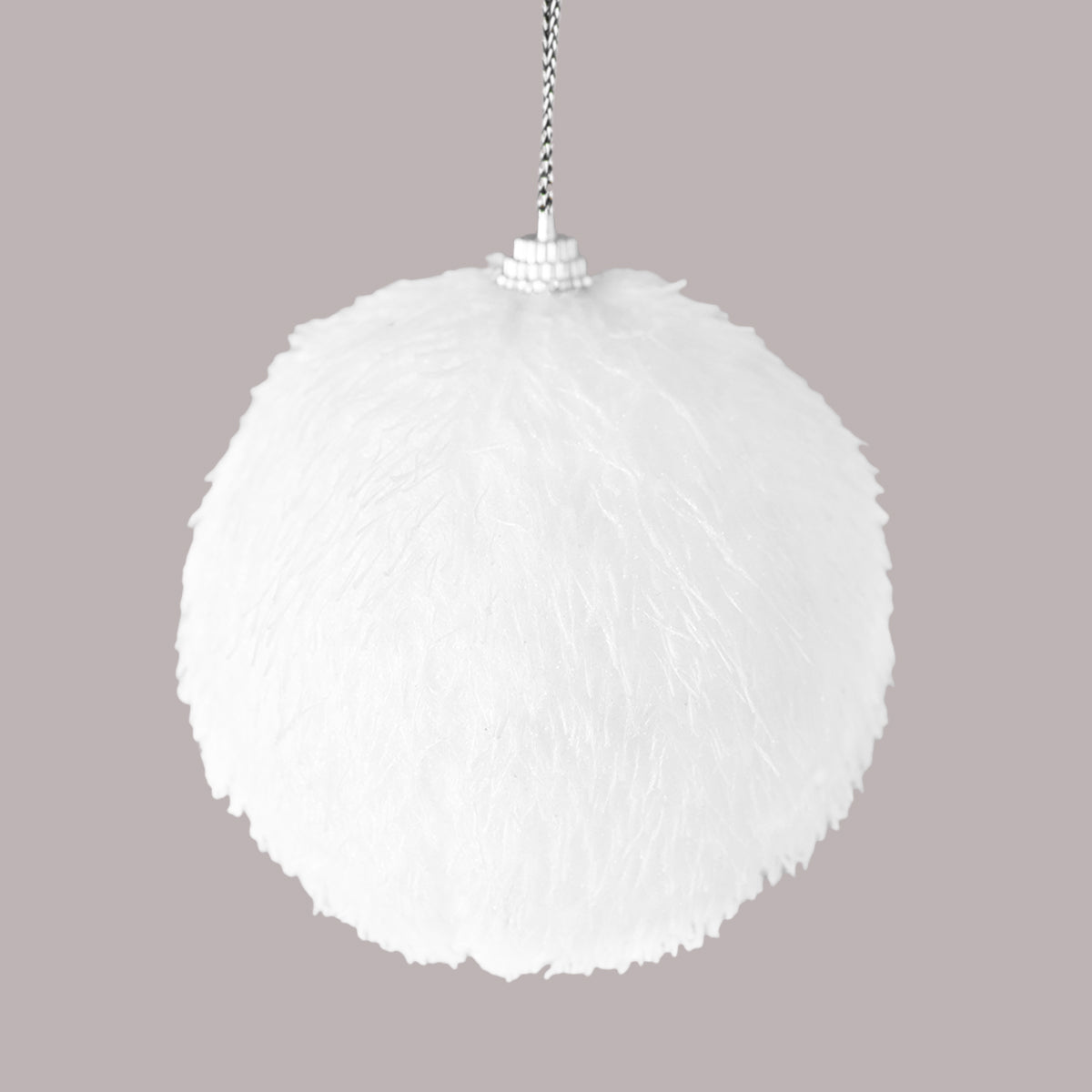 Esfera Navideña, Efecto Peludo, Color Blanco